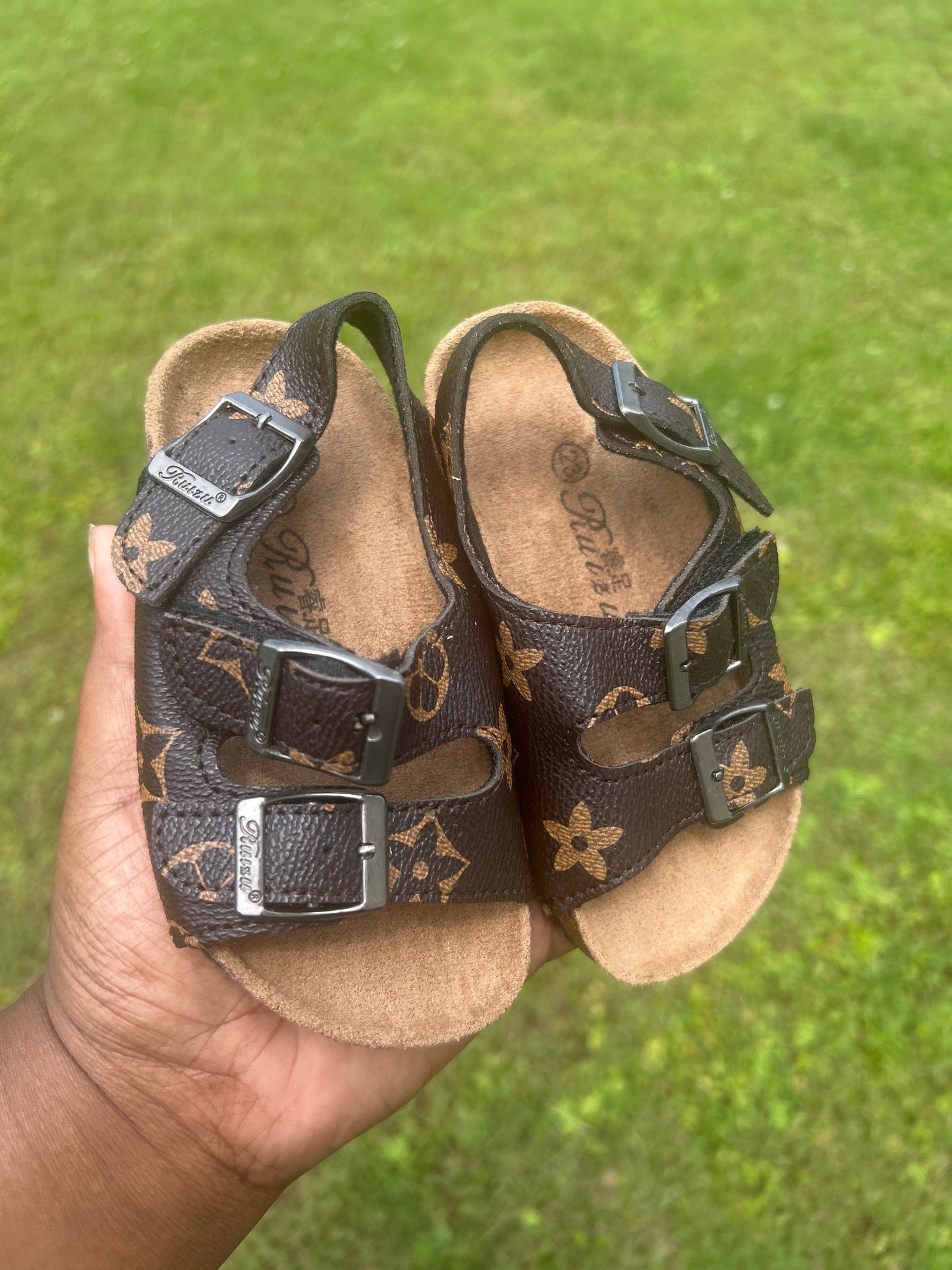 Saddle up “LV” sandals
